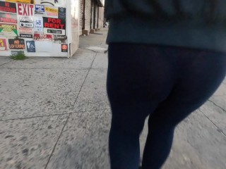 Wife in see through tight and_fishnet leotard in_public flashing