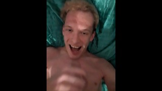 Self Facial Cums In His Mouth And Dripping Down His Chin Of A Very Horny Skinny Teen