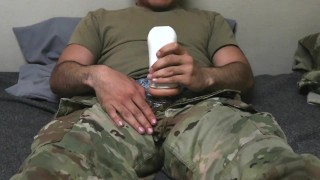 Masturbate Soldier Employs A Fleshlight Which He Creampies