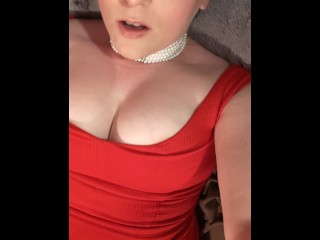Blonde TEEN STEPDAUGHTER teases& begs DADDY tight red_dress SELFIE JOI