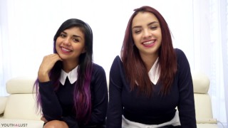 Porn Video Free - Schoolgirls Threesome Sharing Cum Youthlust