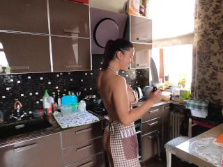 Babe Showing Her Sexy_Body While Cooking_Pizza - Homemade