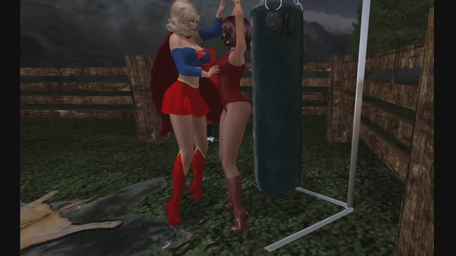 Superheroine Pantyhose Catfight: Supergirl vs Invisible Woman 