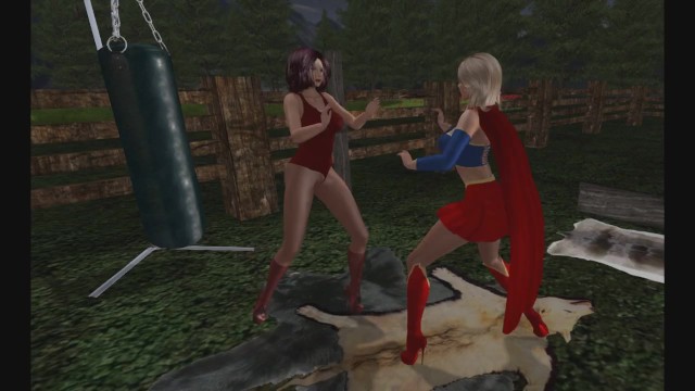 Superheroine Pantyhose Catfight: Supergirl vs Invisible Woman 