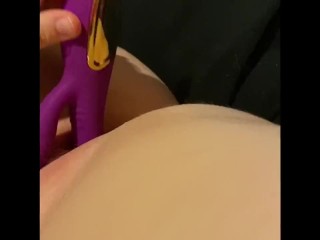 Close up wet pussy fingering and clitvibrating whilst thinking of_her tongue