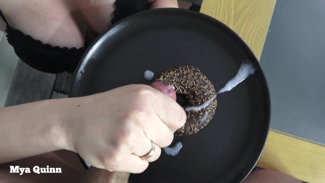 Cum on Food - Eating Sperm Chocolate Doughnut and Spit Blowjob - Mya Quinn  - Pornhub.com