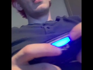 Blowing him while hegames, then getting fucked with his_huge dick