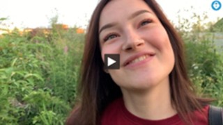 public outdoor blowjob with creampie from shy girl in the bushes