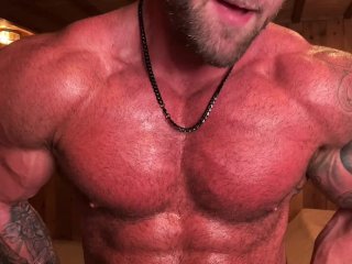 Cocky Oiled Up Muscle Bear Flexes You!