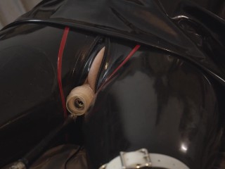 Miss Maskerade Latex couple with fucking machine_in full rubber andbondage
