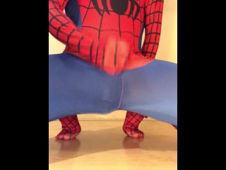 Wanking In My New Spider-Man Outfit ** Rock Hard Cock & Super Horny **