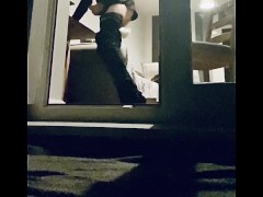 Neighbour CAUGHT wanking through balcony - HOT masturbation