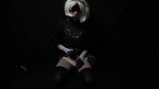 2B fingers her new sillicone pussy trailer
