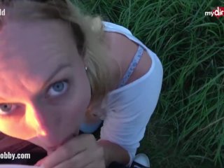 MyDirtyHobby - Blonde Babe Sucks Cock at the_Beach and_Tries Not_to Get Caught