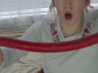 Girl pulls out 33inch dildo from her throat meme