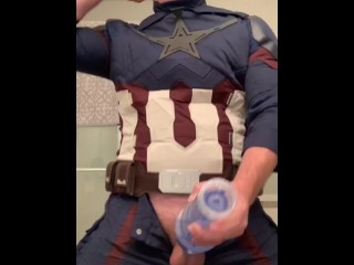 Captain America Cosplayer fucks_his fleshlight to celebrate Independence Day