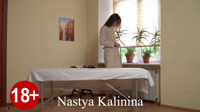 Small tits brunette babe Nastya Kalinina massaged