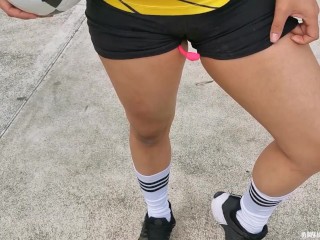 I was dared to play football_with my lovense lush on, watch how I squirt on mypants!