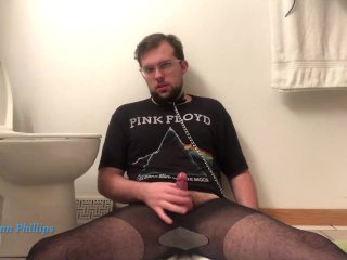 Collared Soft Boy_in Nylons Plays_with Himself