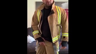 Straight A Firefighter Displays A Large Uncut Cock
