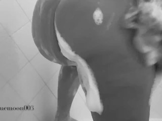 Spying on_BIG ASS Latina while she showers_(she makes herself cum)
