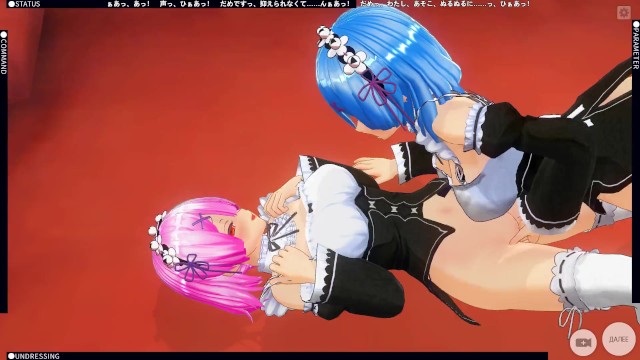 3D HENTAI Rem and Ram from anime Re:Zero cum together