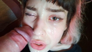 Throatfucking and smearing of saliva on the face