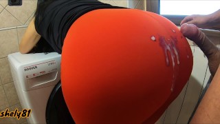 Stepmother In Leggings Teases And Allows Her Stepson To Rub And Cumshot Her Ass Over Pants 1