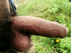 Indian masturbation with big cock in outdoor