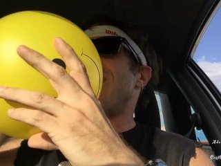 Sweaty Ass Dude N Car Plays With Balloons