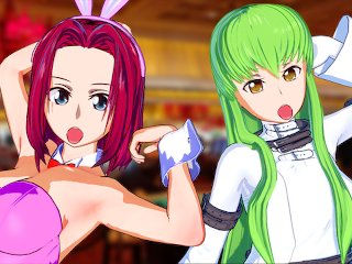Code Geass - Bunny Girl Kallen X Futa C.c. Footjob And Cowgirl Hentai
