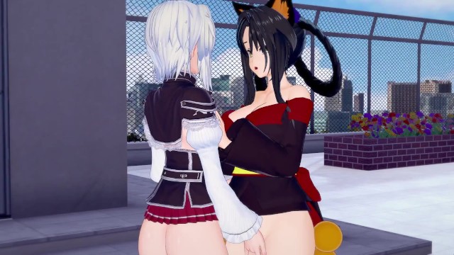 High School DxD Koneko and Kuroka Lesbian Hentai