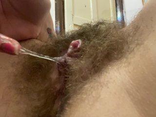 Big Clit Rubbing Orgasm Close Up Hairy Pussy Amateur Girl