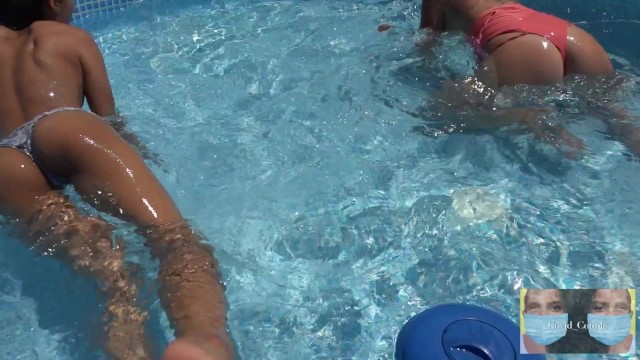 Unpredictable Ass Whirlpool. 2 Hot Chicks in bikinis create manmade hazard. Men . Don