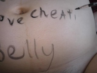 Wife slowly covered in dirty and_lewd body writings!