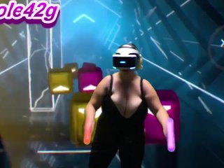 Nicole42G Plays Beat Saber. S1 Ep1B: Boundless Playing In Bra! Difficulty Normal:)