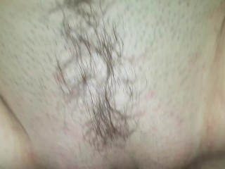 Creampie in pussy, cum on young mommy's hairy vagina.Nice4ss