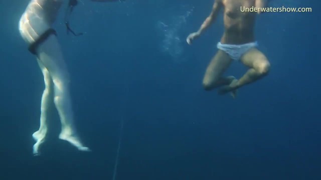 Naked girls on Tenerife having fun in the water