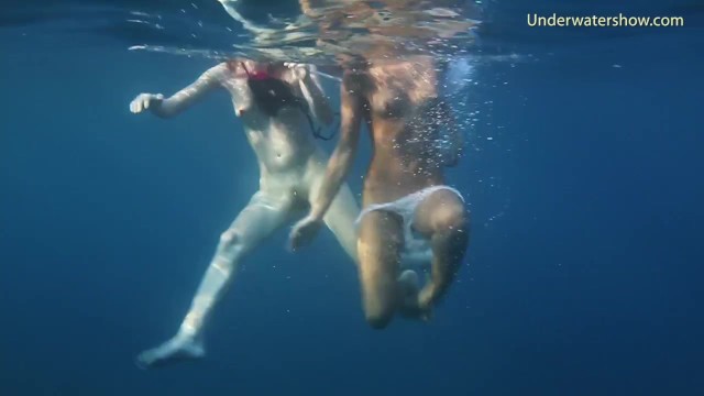 Naked girls on Tenerife having fun in the water