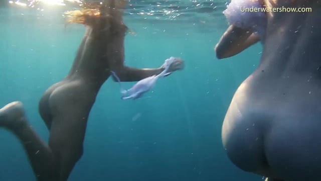 Naked girls on Tenerife having fun in the water