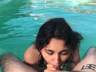 Horny girl begs fordick in the_pool