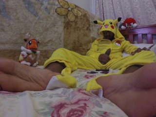 Life Sized Pikachu With Huge Black Cock Jerks Off For You While Friends Watch