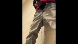 College Striking In A Shopping Mall Restroom
