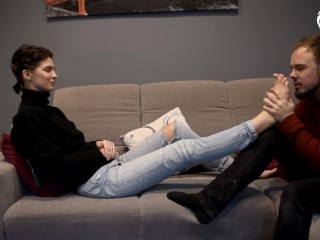 Nikola's_first foot worship in her life! (foot fetish, sexy feet,bare feet, czech soles,young feet)
