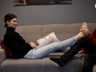 Nikola's first foot worship in her life! (foot fetish, sexy feet, bare feet, czech soles,young feet)
