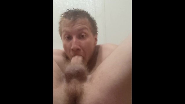 Guy Sucks His Own Dick In Public Bathroom