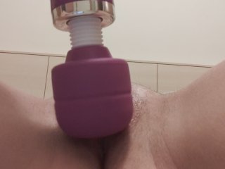 Teasing Girlfriends Pussy with New Wand Sex Toy-squirming, Sexy Moans_and TremorOrgasm