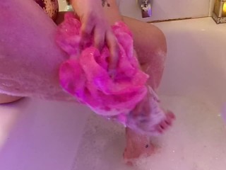 pov Foot soak Bubble Bath_wash, massaging_feet for sexy footjob, footFuck& Toe Sucking custom
