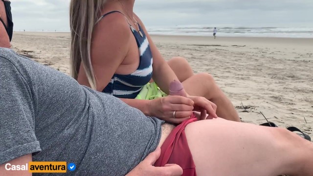 Blonde Watches Couple Fuck On The Beach - Quickie on Public Beach, People Walking near - Real Amateur - Pornhub.com