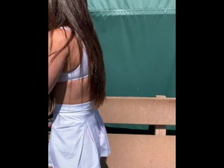 Brunette Babe Abbie_Maley Public Sex on Tennis Court